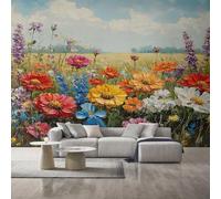 Generico Carta da Parati Fotografica Margherita Fiori Selvatici per Camera da Letto Soggiorno, Fotomurali Pittura a Olio Floreale, Decorazione Murale, 450x315 cm AC&01D