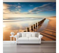 Generico Carta da parati Fotografica, Natura Spiaggia Oceano Cielo tema 250 x 175 cm 3D Murales Decorazione, Marrone Blu Gigante Carta da parati Per Camera Da Letto Soggiorno