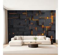 Generico Carta da Parati Geometrico Nero 3D Camera da Letto 368 x 254 cm, Carta da Parati Tessuto Non Tessuto Geometria Semplice Moderna per Soggiorno Ufficio Decorazione Parete Y&W32