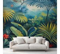 Generico Carta da Parati Giungla Tropicale, 450X215cm, Carta da Parati Tessuto Non Tessuto Foglia Verde Botanica, Camera da Letto Decorazioni Parete Soggiorno Decorazione Cucina Décor EL&D60