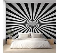 Generico Carta da Parati Illusione Ottica, Fotomurale Righe Bianco e Nero per Camera da Letto Decorazioni Parete, Carta Parati Effetto Decorativi Wallpaper, 366 x 254 cm D&O79