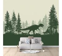 Generico Carta da Parati in Tessuto Non Tessuto Dinosauri Foreste Sagome Alberi Antichi Animali Grigio Scuro 400 x 280 cm - Fotomurale Decorazione Pareti per Soggiorno e Camera da Letto