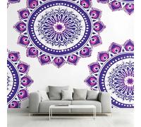 Generico Carta da Parati Mandala Viola per Camera da Letto, Fotomurali Tribù Boho, 400 x 280 cm Carta Parati Tessuto non Tessuto, Soggiorno Decorazioni Parete K-MZ&11