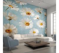 Generico Carta da Parati Margherita Camera da Letto 368 x 254 cm, Carta da Parati Tessuto Non Tessuto Floreale Bianco per Soggiorno Ufficio Decorazione Parete Y&W14