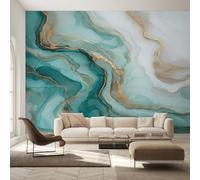 Generico Carta da Parati Marmo Verde Oro 150x105 cm, Fotomurali Fluido Moderno Astratto Decorazioni Parete, Tessuto Non Tessuto Murale per Camera Letto, Soggiorno, Ufficio, TV Sfondo Y&W17