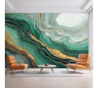 Generico Carta da Parati Marmo Verde Oro, 250X175cm, Carta da Parati Tessuto Non Tessuto Sabbie Mobili Moderne, Camera da Letto Decorazioni Parete Soggiorno Decorazione Cucina Décor EL&D53