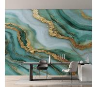 Generico Carta da Parati Marmo Verde Oro, 400X280cm, Carta da Parati Tessuto Non Tessuto Texture Moderna Sabbie Mobili, Camera da Letto Decorazioni Parete Soggiorno Decorazione Cucina Décor EL&D64