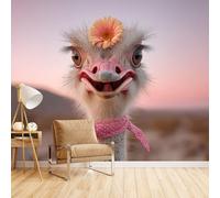 Generico Carta Da Parati Moderna 3D Struzzo, Carta Da Parati Camera Da Letto Moderna Animali 500X280cm Per Cameretta Bambini Copre Le Imperfezioni Del Muro Tessuto Non Tessuto Resistente Duraturo E