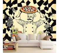 Generico Carta da Parati Moderna Chef Pizza 400x280 cm 3D Poster Gigante Carta da Parati, Tessuto Non Tessuto Fotomurale per Camera Letto, Soggiorno, Corridoio