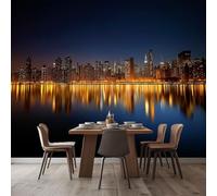 Generico Carta da Parati Moderna Città Di New York Vista Notturna 400x280 cm Murales Poster Stampa 3D, Carta da Parati Fotomurale Tessuto Non Tessuto per Camera Letto, Soggiorno, Ufficio