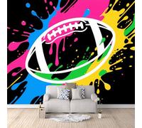 Generico Carta Da Parati Moderna Fumetto Di Calcio, Carta Da Parati Per Camera Da Letto Graffiti Colorati 200X140cm Aggiunge Profondità Allo Spazio Copre Le Imperfezioni Del Muro Senza Odore Stesura