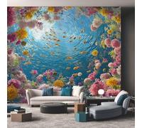 Generico Carta da Parati Mondo Sottomarino, Fotomurale Mondo Sottomarino Pesce per Camera da Letto Decorazioni Parete, Carta Parati Effetto Decorativi Wallpaper, 366 x 254 cm D&O23