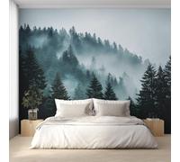 Generico Carta da Parati Montagna Fumosa, Fotomurale Foresta Nebbiosa per Camera da Letto Decorazioni Parete, Carta Parati Effetto Decorativi Wallpaper, 366 x 254 cm D&O163