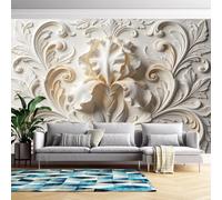 Generico Carta Da Parati Murale 3D A Rilievo Con Fiore Di Iris | 368 Cm (L) X 254 Cm (A) Adesivi Murali Moderni Per Camera Da Letto E Soggiorno - Tessuto Non Tessuto - Non Autoadesivo Fiore Di Iri