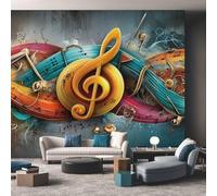 Generico Carta da Parati Musica, Carta Parati Graffiti Astratto Street Art per Camera da Letto Decorazioni Parete, Fotomurale Effetto Decorativi Wallpaper, 300 x 210 cm D&O12