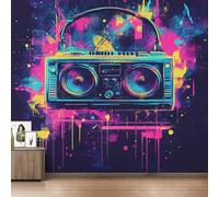 Generico Carta da Parati Musica Graffiti, Fotomurale Hip Hop Anni '80 per Camera da Letto Decorazioni Parete, Carta Parati Effetto Decorativi Wallpaper, 350 x 256 cm D&O120