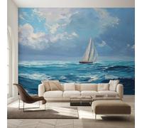 Generico Carta da Parati Nautico Camera da Letto 200 x 140 cm, Carta da Parati Tessuto Non Tessuto Barca a Vela Mare Dipinto a Olio per Soggiorno Ufficio Decorazione Parete Y&W30