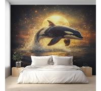 Generico Carta da Parati Orca Assassina, Fotomurale Tramonto Oceano Balena per Camera da Letto Decorazioni Parete, Carta Parati Effetto Decorativi Wallpaper, 250 x 175 cm D&O32