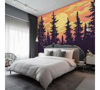 Generico Carta da Parati Orso Tramonto, Carta Parati Pittura a Olio Forestale per Camera da Letto Decorazioni Parete, Fotomurale Effetto Decorativi Wallpaper, 396 x 280 cm D&Q10