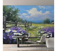 Generico Carta da Parati Paesaggio Pastorale per Camera da Letto, Fotomurali Paesaggio ad Olio, 150 x 105 cm Carta Parati Tessuto non Tessuto, Soggiorno Decorazioni Parete K-MZ&14