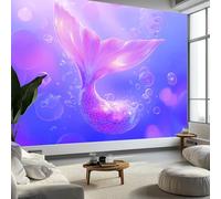 Generico Carta da Parati Panoramica 200 x 140 cm (L x A), Lavanda Murales in Tessuto Non Tessuto - Caldo Fantasy Animali Sirene Decorazione da Muro per Soggiorno Corridoio Ufficio