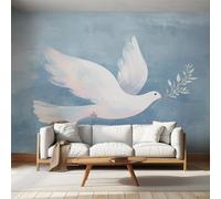 Generico Carta da Parati Piccione Bianco, Fotomurale Acquerello Modern Minimalismo per Camera da Letto Decorazioni Parete, Carta Parati Effetto Decorativi Wallpaper, 100 x 70 cm D&O27
