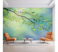 Generico Carta da Parati Rami, 200X140cm, Carta da Parati Tessuto Non Tessuto Pittura a Olio Foglie Verde, Camera da Letto Decorazioni Parete Soggiorno Decorazione Cucina Décor D36