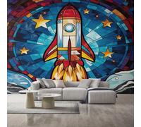 Generico Carta da Parati Razzo, 400X280cm, Carta da Parati Tessuto Non Tessuto Vetrata Colorata Stella, Camera da Letto Decorazioni Parete Soggiorno Decorazione Cucina Décor D23
