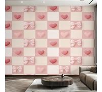 Generico Carta da Parati Rosa a Scacchi, Fotomurale Cuore Bambine per Camera da Letto Decorazioni Parete, Carta Parati Effetto Decorativi Wallpaper, 366 x 254 cm D&O153