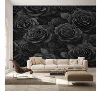 Generico Carta da Parati Rosa Nero, 300X210cm, Carta da Parati Tessuto Non Tessuto Fiori Botanico Floreale, Camera da Letto Decorazioni Parete Soggiorno Decorazione Cucina Décor EL&D76