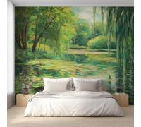 Generico Carta da Parati Salice Piangente, Fotomurale Stagno di Loto Paesaggio per Camera da Letto Decorazioni Parete, Carta Parati Effetto Decorativi Wallpaper, 100 x 70 cm D&O81