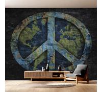 Generico Carta da Parati Segno della Pace 352x250 cm, Fotomurali Simbolo della Pace Mappa Mondo Decorazioni Parete, Tessuto Non Tessuto Murale per Camera Letto, Soggiorno, Ufficio, TV Sfondo Y&W50