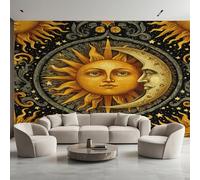 Generico Carta da Parati Sole e Luna, 150X105cm, Carta da Parati Tessuto Non Tessuto Magic Corpi Celesti Stella, Camera da Letto Decorazioni Parete Soggiorno Decorazione Cucina Décor EL&D55