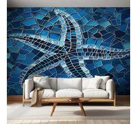 Generico Carta da Parati Stella Marina, 450X215cm, Carta da Parati Tessuto Non Tessuto Geometric Blu Modern, Camera da Letto Decorazioni Parete Soggiorno Decorazione Cucina Décor D4
