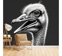 Generico Carta Da Parati Struzzo, Carta Parati Camera Da Letto Animale Divertente 500X280cm Aggiorna Lo Stile Della Casa Applicazione Pulita E Veloce Adatto A Camere Da Letto E Camerette Allineamento