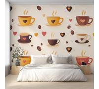 Generico Carta da Parati Tazza da Caffè, 500X350cm, Carta da Parati Tessuto Non Tessuto Tè Pomeridiano Cartone Animato, Camera da Letto Decorazioni Parete Soggiorno Decorazione Cucina Décor D26
