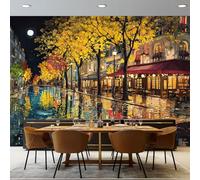 Generico Carta Da Parati Temi Fumetto - 400 x 280 cm 3D Effetto Carta Da Parati Non Tessuto Decorazioni Per Soggiorno Camera Da Letto, Parigi Strade Motivo Murales