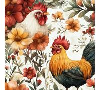 Generico Carta Parati Adesiva 44 cm x 10 m Modello Gallo Fiori Foglie Stampa 3D ad Alta Definizione Facile da Pulire Durevole Resistente all'Umidità Ideale per Soggiorno Camera da Letto Ufficio