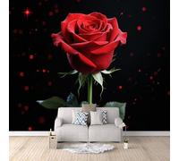 Generico Carta Parati Camera Da Letto Rosa Rossa Floreale, Carta Da Parati Fotomurali Fiori Rossi Dell'Amore 300X256cm Aggiorna Lo Stile Della Casa Rinfresca Subito Gli Interni Senza Odore Stesura
