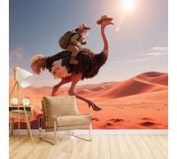 Generico Carta Parati Camera Da Letto Struzzo Del Deserto, Carta Da Parati Per Camera Da Letto Animale Divertente 400X280cm Aggiorna Lo Stile Della Casa Copre Le Imperfezioni Del Muro Traspirante E