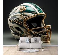 Generico Carta Parati Casco Da Football 3D, Carta Da Parati Università Del Calcio 200X140cm Effetto Lusso Copre Le Imperfezioni Del Muro Traspirante E Antiumidità Montaggio Rapido Design Artistico