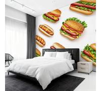 Generico Carta Parati Hamburger Fotomurale Hot Dog Fast Food Carta da Parati Tessuto Non Tessuto 300x210 Murales da Parete Decorazione Parete Wallpaper W&82