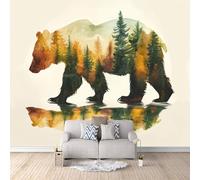 Generico Carta Parati Orso 3D Effetto 200x140 cm Carta da Parati Orso Animale Fotomurale Tessuto non Tessuto Senza Supporto Adesivo Facile da Installare Sala da Pranzo Corridoio Fotomurale da Parete