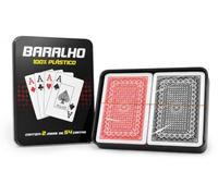 Generico Carte da Gioco Formato Poker, 2 Mazzi Plastificati in Latta Compatta, Burraco Texas Hold’em