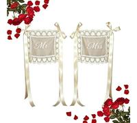 Generico Cartelli da Sedia Mr E Mrs 2 Pezzi Nastro Pizzo Vintage Cuore | Decorazione Per Schienale Sposi Per Sfondo Di Feste E Banner Addio Al Nubilato Fotografia E Fidanzamento