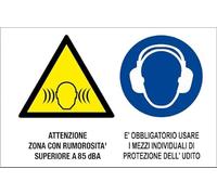 generico Cartello Attenzione Zona con rumorosità Superiore a 85 dBA - E' obbligatorio Usare i mezzi individuali di Protezione dell'Udito - 20x30 cm - 3 Pezzi - Adesivo per Interni - MR025