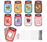 Genérico Cartes Saint-Valentin DIY - 24/48 Pièces Bocal Mignon Cartes Échange École | À Faire Soi-Même Pour Garçons Filles Camarades Activité Scolaire Fête Souvenir Bonbons