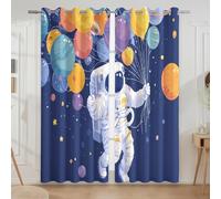 Generico Cartone animato Astronauta Palloncino Tenda Per Tutte le Stagioni - Blackout Set di Tende con Occhielli, Blu Navy, 168L x 183A cm (2 Pannelli) 66"x72"
