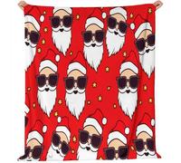 Generico Cartone Animato Carino Babbo Natale Stelle Coperta Di Flanella, Super Morbida Leggera Accogliente Decorativa - Rosso Coperte Per Letto Divano Viaggio Campeggio 150 x 200 cm
