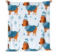 Generico Cartone Animato Carino Bassotto Fiocco Di Neve Coperta In Pile Di Flanella, Bianco Sherpa Coperta Bambini Decorazioni Casa - Morbida E Calda Per Ragazzi E Ragazze Divano Coperta 150 x 200 cm